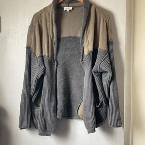 Heyson Western Washed Green and Gray Cotton Blend Cardigan Grunge Grandpa Large